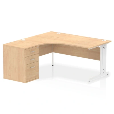 Image of Impulse 1600 Left Crescent Desk Maple Cable Managed + High Ped