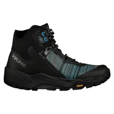 Image of Viking Unisex Cerra Rolling Mid Gtx Walking shoe. Black Aqua 8 UK