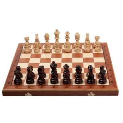 Image of Master of Chess Tournament Wooden Set With Pieces 50 cm / 16 in Inlaid Portable and Large Board Game for Adults Kids STAUNTON NO.7