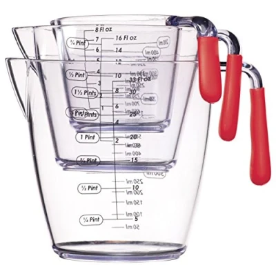 Image of Colourworks Three Piece Measuring Jug Set (200ml/400ml/900ml) Red