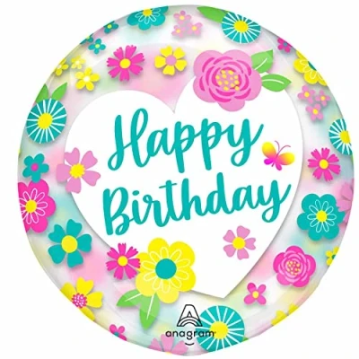 Image of Amscan 4531911 Clearz: Happy Birthday Flowers