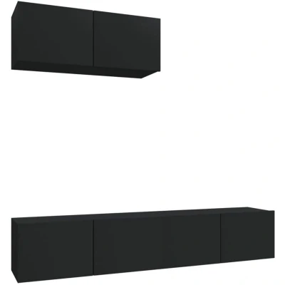 Image of vidaXL 3 Piece TV Cabinet Set Black Engineered Wood