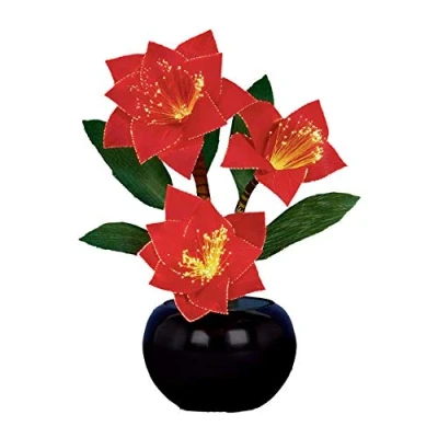 Image of Widdle Wonderland Christmas LED Fibre Optic 40cm Light up Plant Red Poinsettias 9497