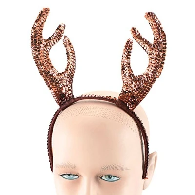 Image of Bristol Novelty BA554 Reindeer Horns Sequin 1pc, Brown, One Size
