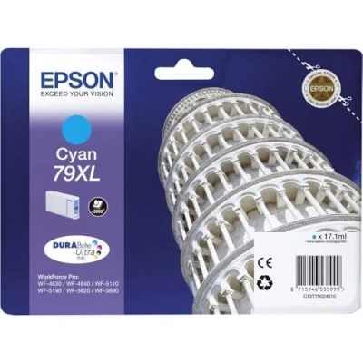 Image of Epson 79XL Leaning Of Pisa Cyan Genuine, XL High Yield Ink Cartridge DuraBrite Ultra
