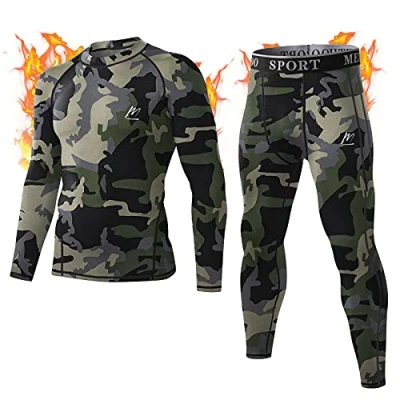 Image of MeetHoo Men’s Thermal Underwear Set, Compression Base Layer Sports Long Johns Fleece Lined Winter Gear Running Skiing