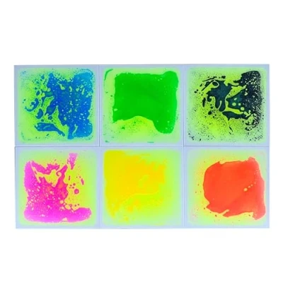 Image of MagicMeadow UV Liquid Floor Tiles Set of 6 Sensory Toys for Children with Disabilities, Autism Friendly Playtime, Calming Visual Effects, Tactile Stimulation (UV Tiles)