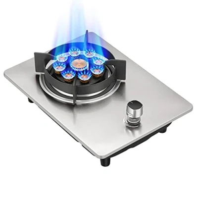 Image of Burner Gas Cooker hob 7.2KW Built In 1 Burners Hob, 13 chamber Wok ，Explosion proof Black Tempered Glass Panel Easy To Clean，Suitable For Natural Gas/Propane Gas, Cast Iron