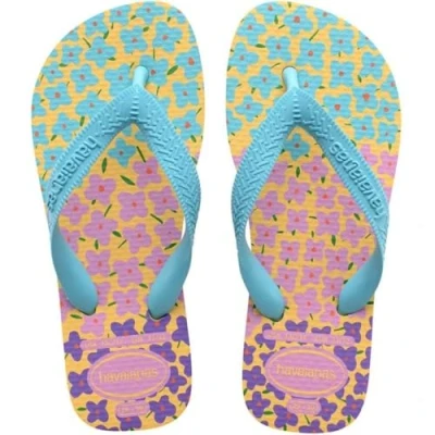 Image of Havaianas Kids Flores, Caja Yellow/Blue, UK child 8