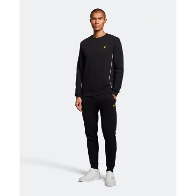 Image of Lyle &amp; Scott Mens Sports Sweatpant with Contrast Piping Jet Black XXL