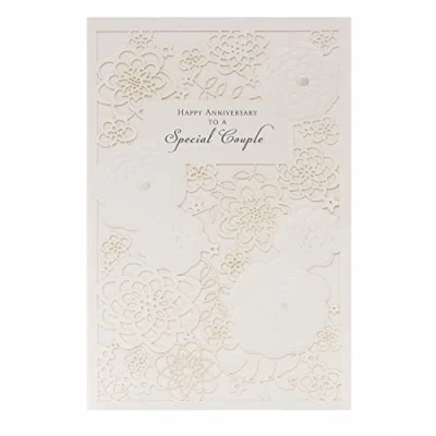 Image of UK Greetings Wedding Anniversary Card for Him/Her/Friend Lasercut Floral