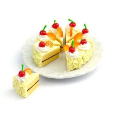 Image of MyTinyWorld Dolls House Miniature Whole Sliced Cherry Vanilla Cake
