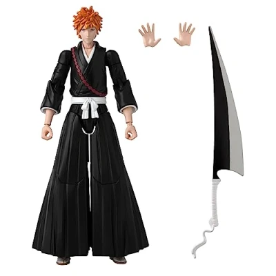 Image of Anime Heroes Bleach Figures Kurosaki Ichigo Action Figure Articulated With Swappable Arms And Faces Bandai Figures, 17 cm