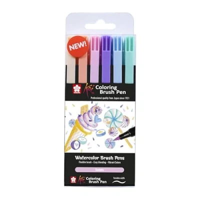 Image of Sakura Koi Colour Brush Set Sweets, Pastel, of 6