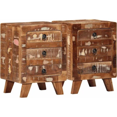 Image of vidaXL Bedside Cabinet 2 pcs 37x32x50 cm Solid Wood Reclaimed