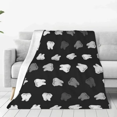 Image of VhoMes Blanket Dental Dentist Soft Throw All Season Warm Blankets Lightweight Fuzzy Flannel Throws for Bed Sofa Couch 150X125 CM