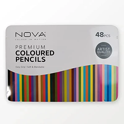 Image of Nova 48 Set Professional Art Supplies, Drawing, Sketching, Shading &amp; Coloring, Vibrant Coloured Pencils for Adults Children, Multi, One Size