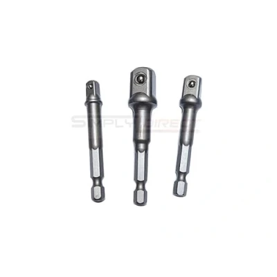 Image of 3Pc Hex Power Adaptor Set 1/4&quot; 3/8&quot; 1/2&quot;, Shank Socket Set, Chrome Vanadium