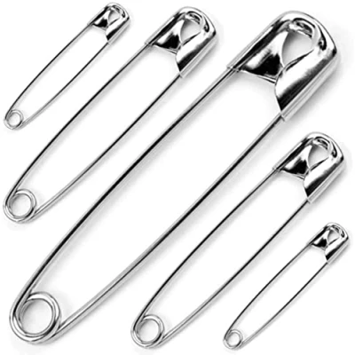 Image of JKG® 50 x Safety Pins Assorted Sizes Small Medium Large for Clothes Perfect Arts Crafts Sewing Hemming Textile Fabric Baby Clothing Strong Nickel Plated Craft