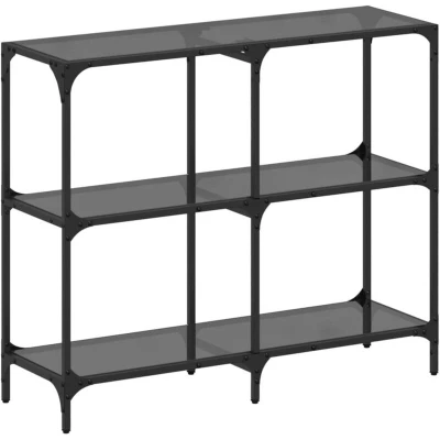 Image of vidaXL Console Table with Black Glass Top 98x30x81 cm Steel