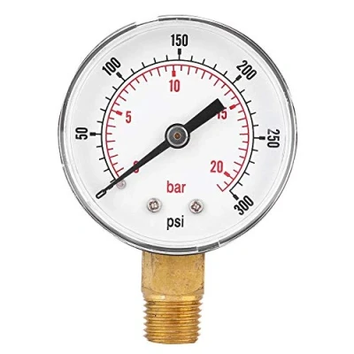 Image of 1/4 BSPT Pressure Gauge, 50mm Gauge for Fuel, Air, Oil, Gas, Water and Other Non Corrosive Media(0 300psi 0 20bar)