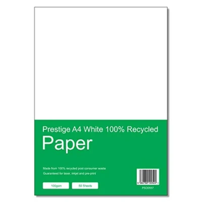 Image of Prestige A4 White 100% Recycled Paper 100gsm 50 Sheets