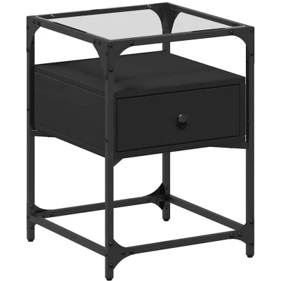 Image of vidaXL Bedside Cabinet Black 40x40x55 cm Engineered Wood