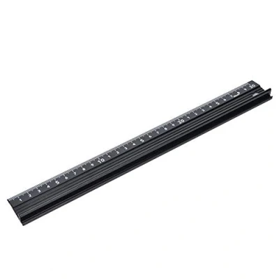 Image of L Type Cutting Ruler Aluminum Alloy Metal Craft Safety Measurement Drafting Tool with Rubber Strip for Measuring Leather (L 30cm)