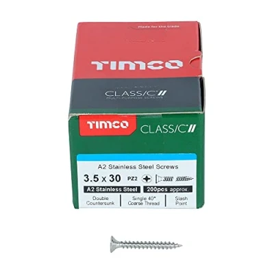 Image of TIMCO Classic Multi Purpose Screws 3.5 x 30 A2 Stainless Steel Box of 200