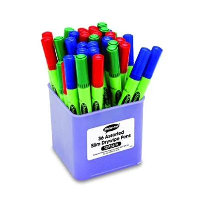 Image of Show me SDP36TA Medium Tip Dry wipe Pens, Classroom Tub, Assorted (Pack of 36)