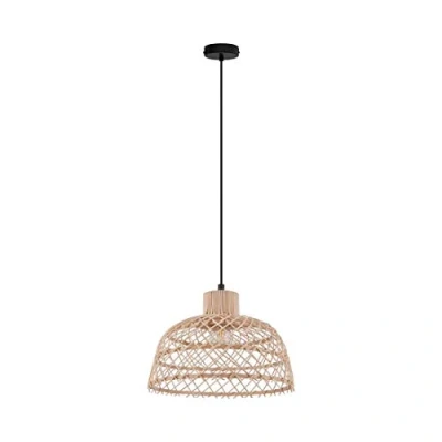 Image of EGLO Ausnby hanging light made of wood, natural
