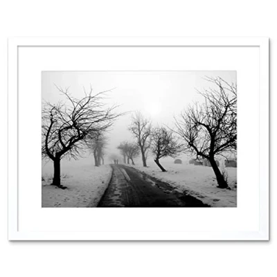 Image of Wee Blue Coo Photo Landscape Black White Snow Winter Tree Framed Wall Art Print