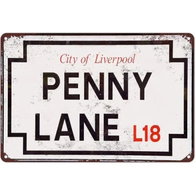 Image of Penny Lane Street Sign Vintage Look Reproduction Metal 8x12 Inch tin Signs