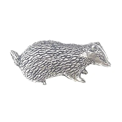 Image of Emblems Gifts Badger Pewter Lapel Pin Badge, Birds Animals Nature, Hand Made in The UK With Gift Bag And Button Badge