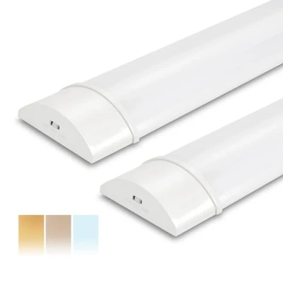 Image of BrightFly LED Batten Light 4FT, 2 Packs 1.2m 34W 3750lm Garage Lighting, 3000K/4000K/6500K Choose One Color Tube Lights for Kitchen Office Workshop PC Ceiling