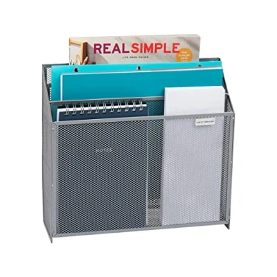 Image of Mind Reader WAFIST3 SIL Mesh File Holder 3 Tier Vertical Mount/Hanging Office Wall Folder Organization, Silver Comp