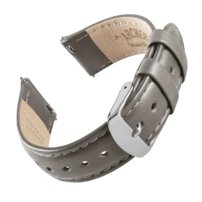Image of Archer Watch Straps Top Grain Leather Quick Release (Pewter Gray/Matched Thread, 22mm)