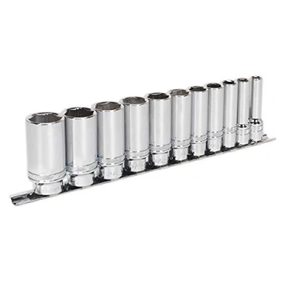 Image of Sealey Premier Socket Set 11pc 3/8&quot;Sq Drive Deep Lock On™ 6pt Imperial