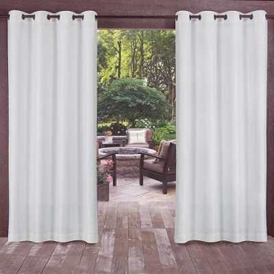 Image of ele ELEOPTION Outdoor Curtains, Waterproof, UV Protection, Curtain with Eyelets, Opaque for Garden, Yard, Balcony, White, 1 Panel / 132 X 240cm
