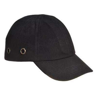 Image of Industrial Safety Baseball Style Ventilated Bump Cap Hat, Standard Length Peak (Black)