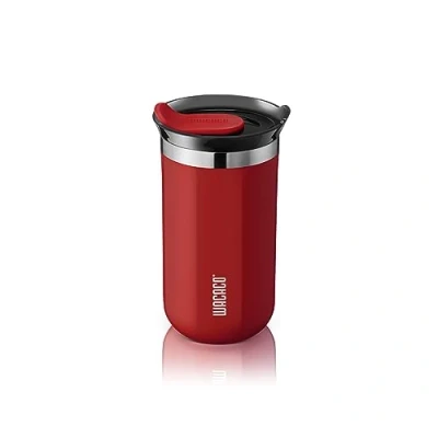 Image of WACACO Octaroma Lungo Vacuum Insulated Coffee Mug, Double Wall Stainless Steel Travel Tumbler with Drinking Lid, 10 fl oz(300ml), M Size, Carmine Red