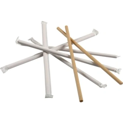 Image of ABENA Individually Wrapped Paper Straws Pack of 100 Drinking 24cm That Can Be Used As Smoothie Straws, Milkshake Cocktail &amp; More.