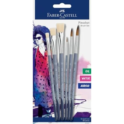 Image of Faber Castell Brush Set 6 Pieces, Wood Unisex, Multicoloured, teilig