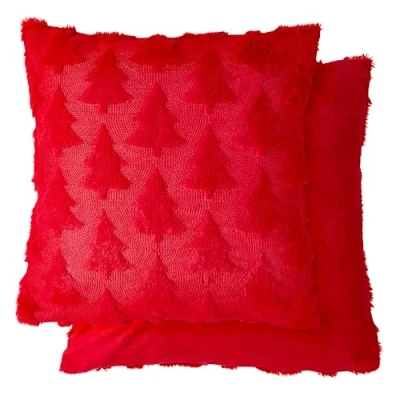 Image of Emma Barclay Nyla Soft Touch Christmas Tree Cushion Cover (Red)
