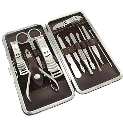 Image of AKORD 12 Pieces Nail Care Personal Manicure &amp; Pedicure Set, Travel Grooming Kit Tools
