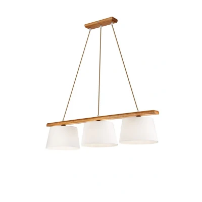 Image of Aida Bar Pendant Ceiling Light With Fabric Shade Oak Rustic, 3x E27