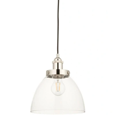 Image of Parma Single Pendant Ceiling Lamp, Bright Nickel Plate, Glass