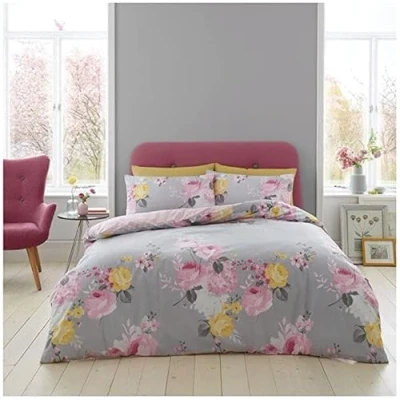 Image of GC GAVENO CAVAILIA Luxury Geometric Duvet cover, Floral Bedding Quilt Set, Polycotton Bed Covers, Blush Pink, Double
