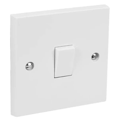 Image of 1 Gang 2 Way Electric Wall Light Switch White Rocker Standard Square 10 Amp. (1 10A)