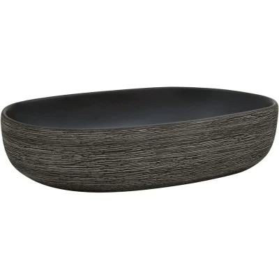 Image of vidaXL Countertop Basin Grey and Black Oval 59x40x14 cm Ceramic
